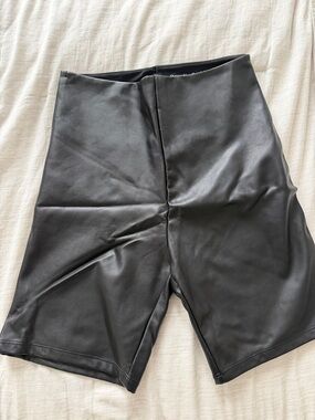 Abercrombie Black Faux Leather High-Waist Biker Shorts